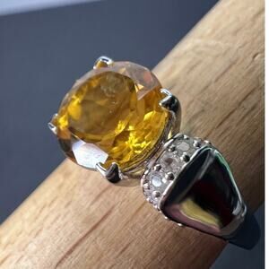 Yellow Citrine Sterling Silver Ring 3.08ctw size 9